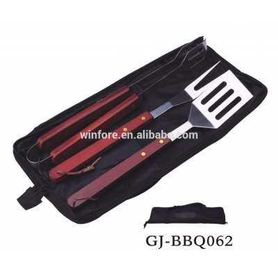 Multifunctional wooden handle stainless steel BBQ tools