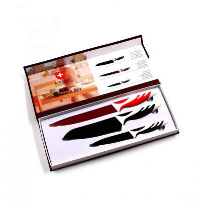 High Quality 3 PCS Colorful Painting Non-Stick Stainless Steel Knife Set