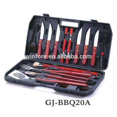 18pcs stainless steel BBQ Grill Tools Set with wooden handle