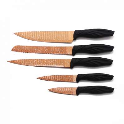 High Quality Non-Stick Plating Sofe Handle Stainless Steel Knife Set