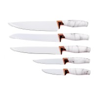 High Quality Marble Painting Plastic Handle Knife 5 Pcs Non-Stick Knives Set