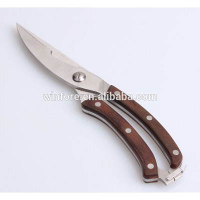 Kitchen scissors stainless steel chicken bone cutting scissor with wooden handle