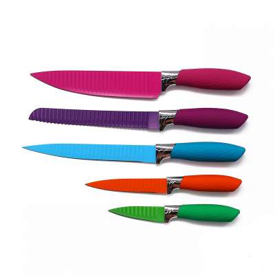 Hot Sale Colorful Plating Stainless Steel Knife 5 Pcs Non-Stick Knives Set