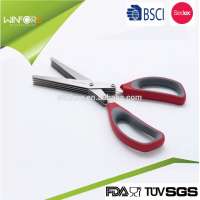 Multi-purpose 5 blades Stainless Steel Kitchen scissors tools herb scissors with rubber edge handle