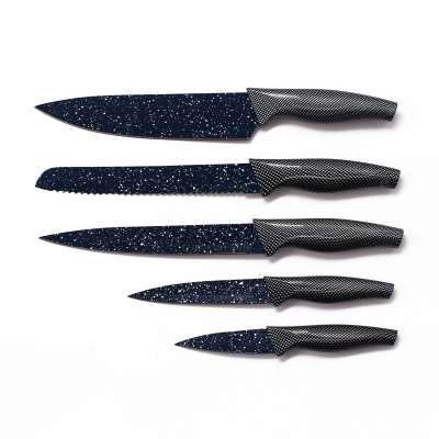 High Quality Snowflake Painting Plastic Handle Knife 5 Pcs Non-Stick Knives Set