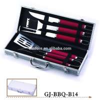 Wholesale 5 pcs TPR handle stainless steel BBQ tools with case pack